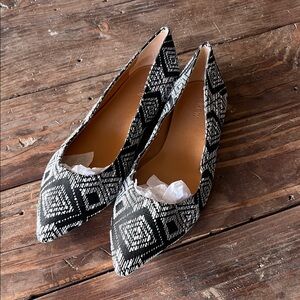 J. Crew Black & White Geometric Pointed-Toe Flats